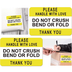 Yellow Fragile Do Not Crush Bend Or Fold Handle With Love Labels Stickers