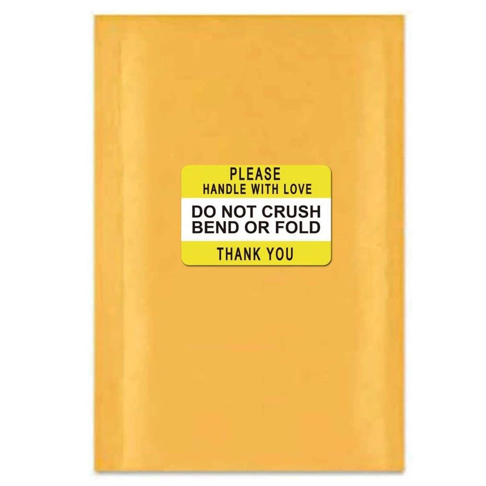 Yellow Fragile Do Not Crush Bend Or Fold Handle With Love Labels Stickers