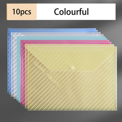 Colorful A4 Plastic Envelope File Bags Snap Button Document Storage