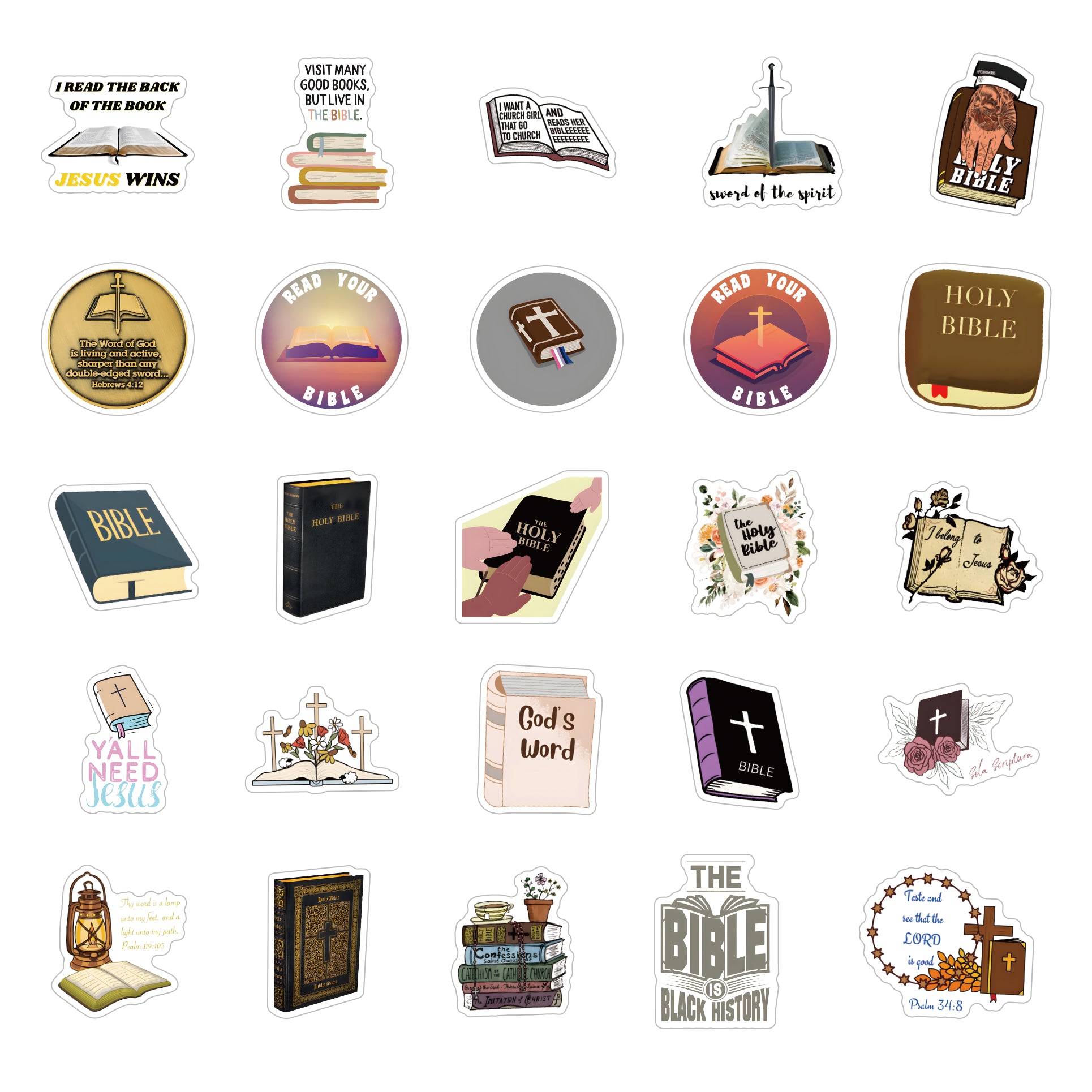 Bible Book Love Doodle Aesthetics Sticker Pack