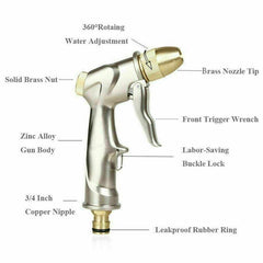 High Pressure Water Spray Gun Brass Nozzle Garden Hose Pipe Lawn Car Wash