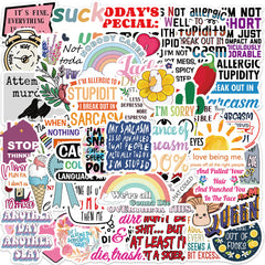 50pcs Sarcastic Stickers Funny Quotes Vinyl Waterproof Stickers