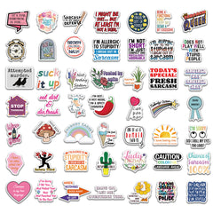 50pcs Sarcastic Stickers Funny Quotes Vinyl Waterproof Stickers