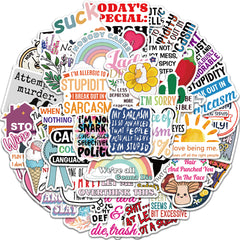 50pcs Sarcastic Stickers Funny Quotes Vinyl Waterproof Stickers