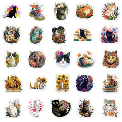 70pcs Cat Love Doodle Cartoon Stickers Waterproof Stickers Pack