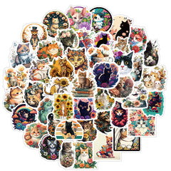 70pcs Cat Love Doodle Cartoon Stickers Waterproof Stickers Pack