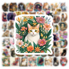 70pcs Cat Love Doodle Cartoon Stickers Waterproof Stickers Pack