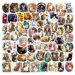 70pcs Cat Love Doodle Cartoon Stickers Waterproof Stickers Pack