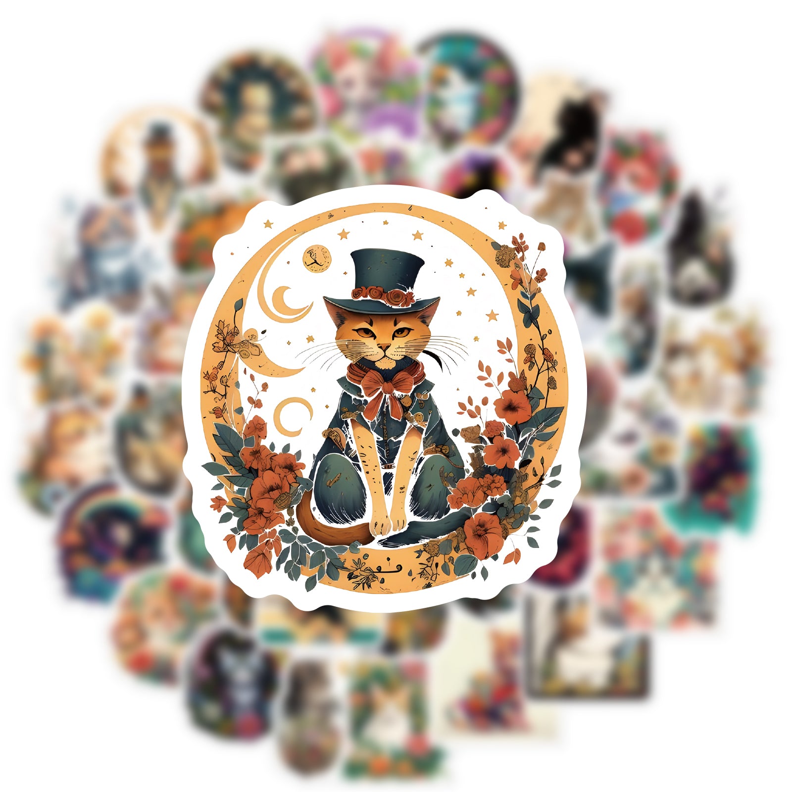 70pcs Cat Love Doodle Cartoon Stickers Waterproof Stickers Pack