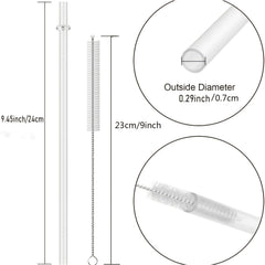 Rainbow Plastic Straws Reusable Long Straws w/ Cleaning Brush for Tumblers