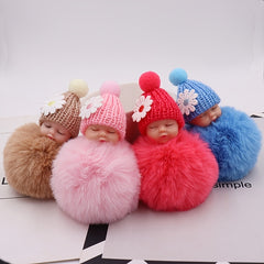 Sleeping Doll Plush Key Chain Wool Hat Car Pendant