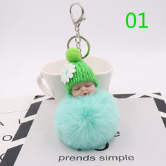 Sleeping Doll Plush Key Chain Wool Hat Car Pendant