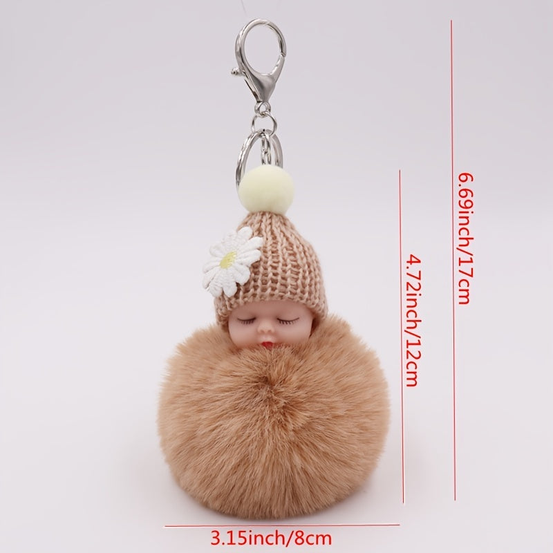 Sleeping Doll Plush Key Chain Wool Hat Car Pendant
