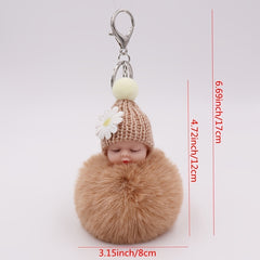Sleeping Doll Plush Key Chain Wool Hat Car Pendant