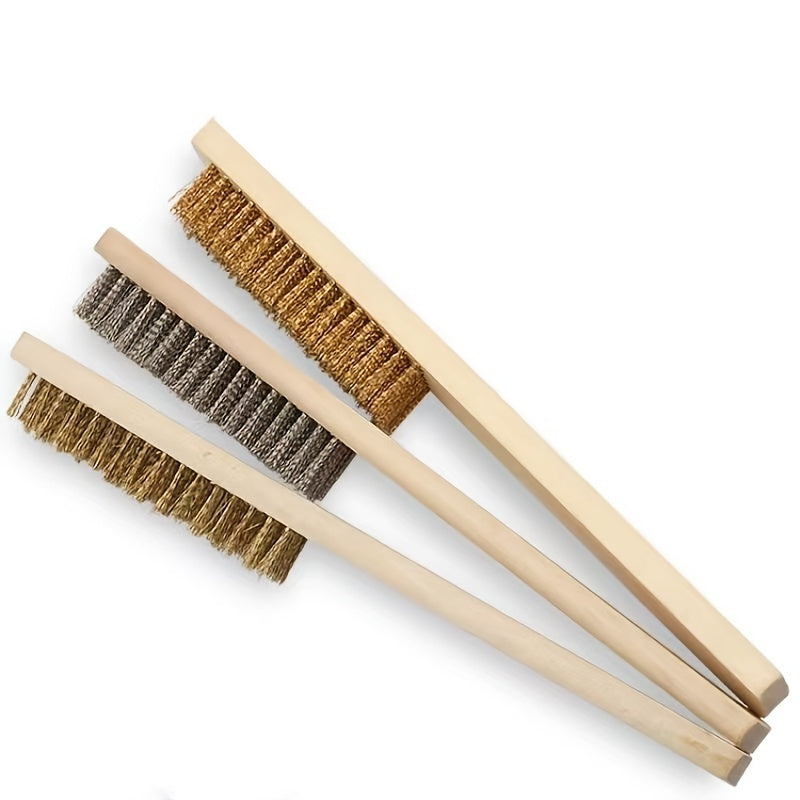 Wooden Handle Copper Wire Brush Stainless Steel Wire Brush
