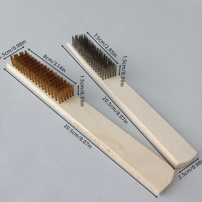 Wooden Handle Copper Wire Brush Stainless Steel Wire Brush