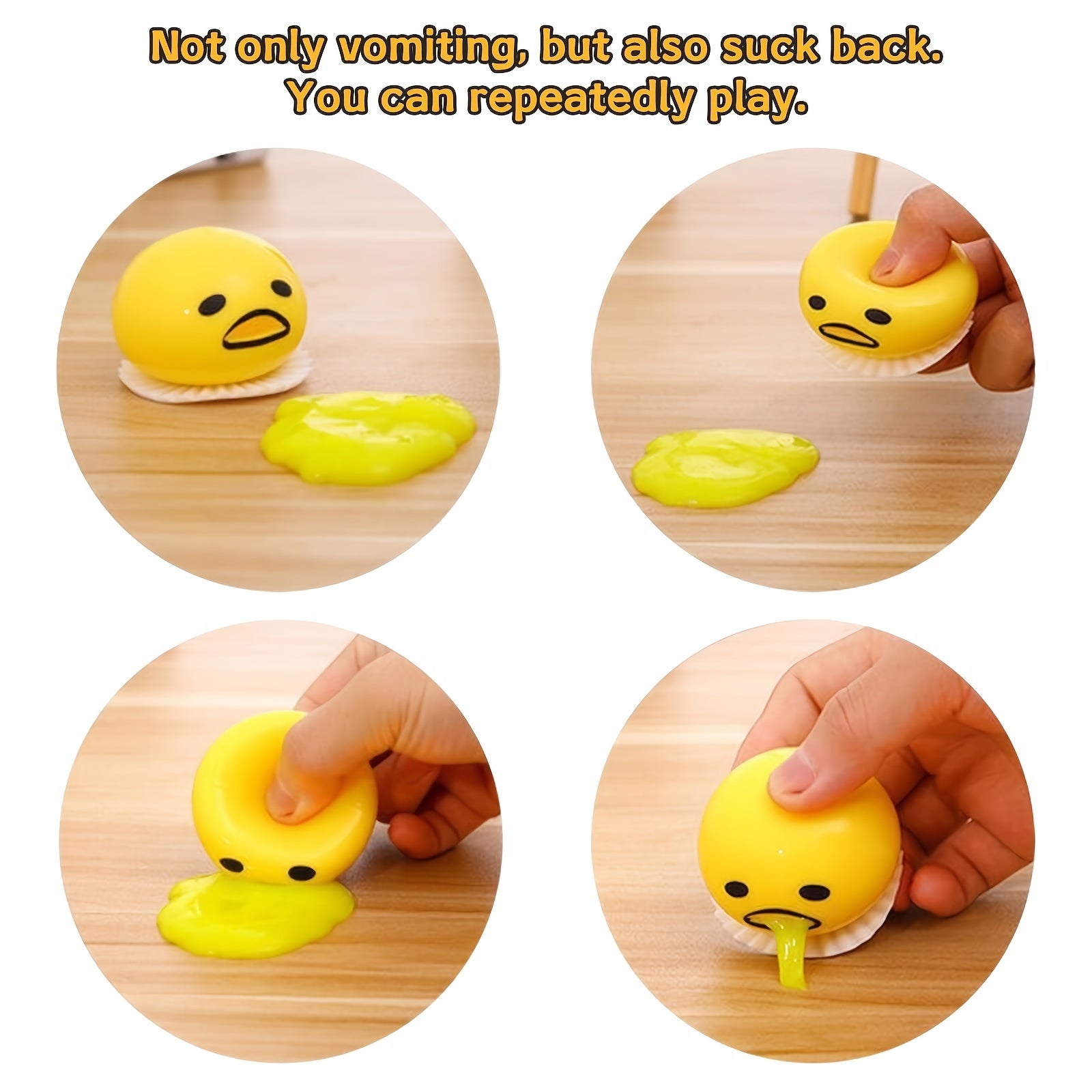 2pcs Stress Relief Toys Puking Ball Lazy Egg Vomiting Egg Yolk Vent Tricky Game