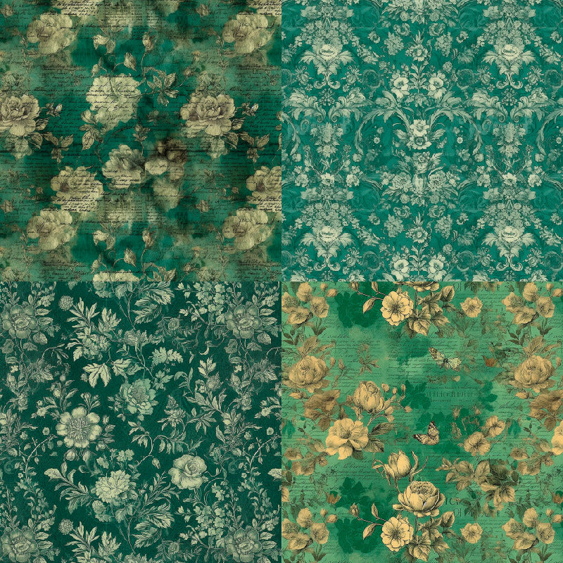 24pcs Green Theme Scrapbook Paper Pad for DIY Crafts Journaling