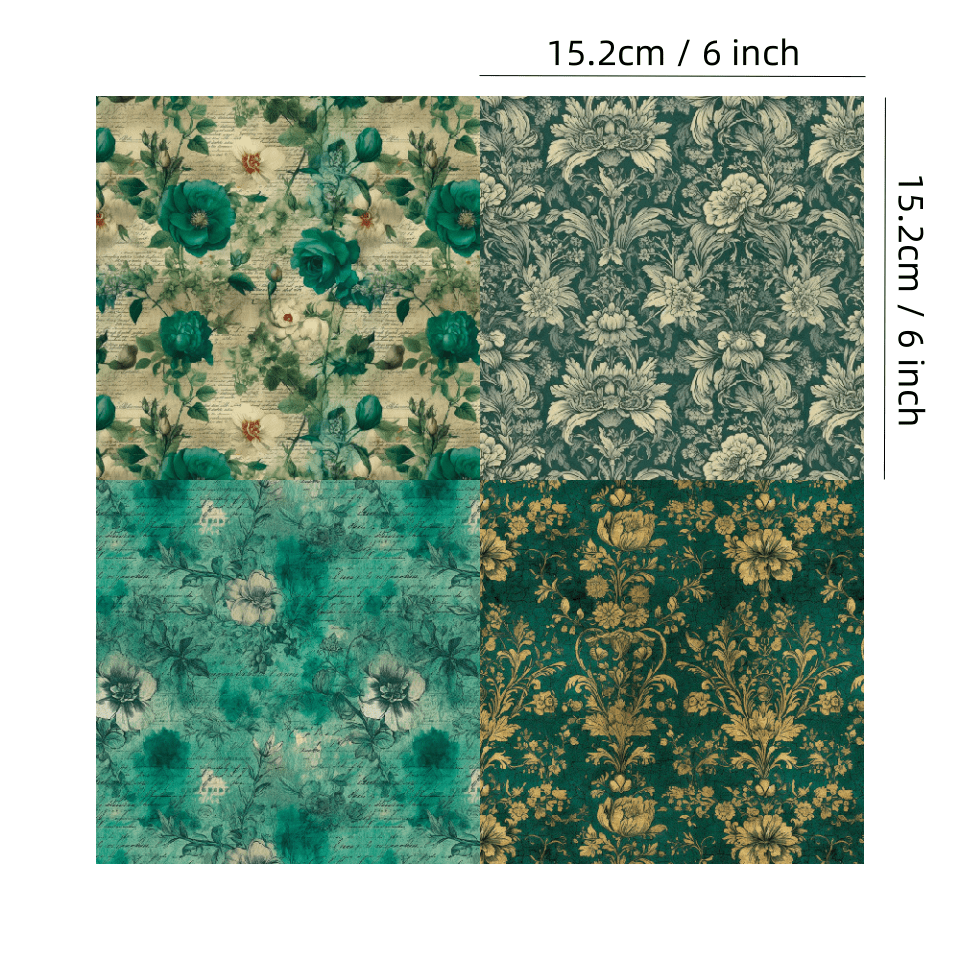 24pcs Green Theme Scrapbook Paper Pad for DIY Crafts Journaling