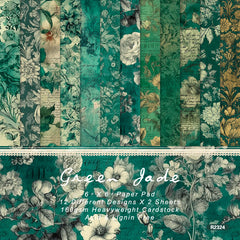 24pcs Green Theme Scrapbook Paper Pad for DIY Crafts Journaling