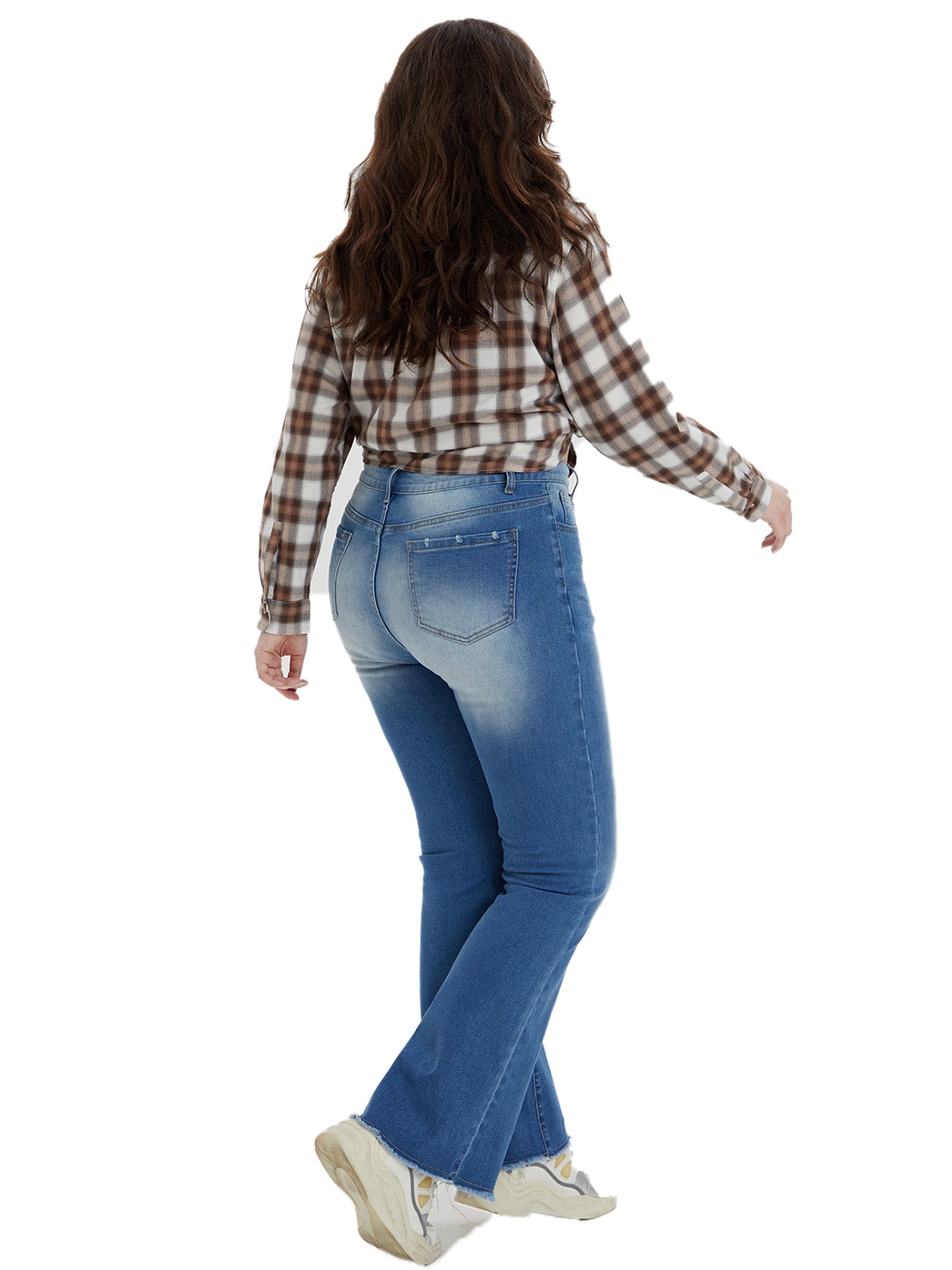 Women's Plus Fringe Trim Flared Leg Jeans