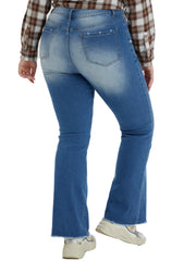 Women's Plus Fringe Trim Flared Leg Jeans
