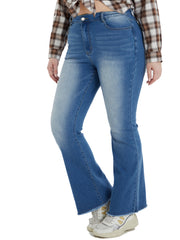 Women's Plus Fringe Trim Flared Leg Jeans