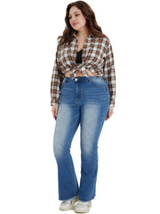 Women's Plus Fringe Trim Flared Leg Jeans