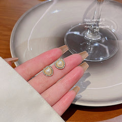 Faux Pearl Diamond Earrings for Women