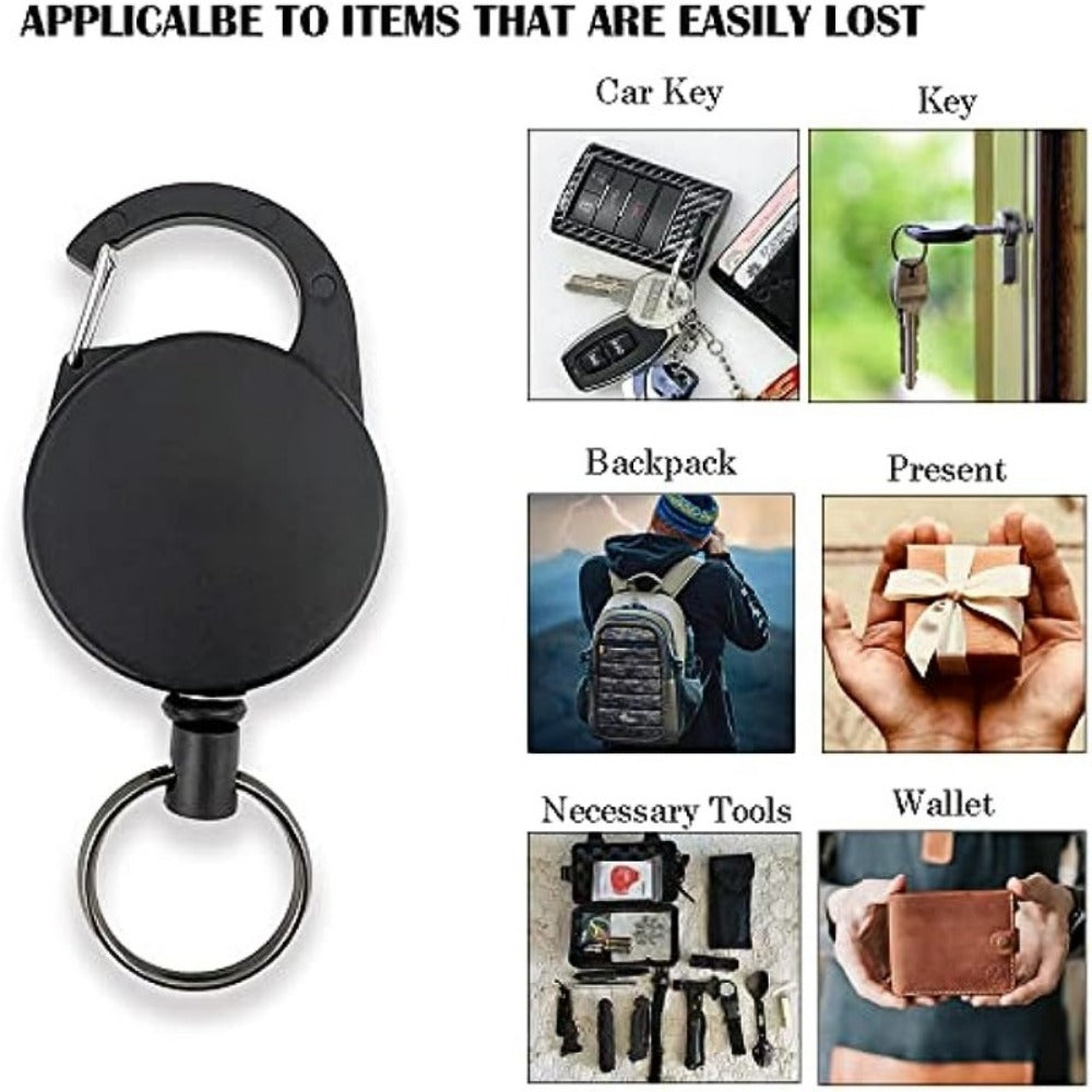 Telescopic Keychain Anti-theft Steel Wire Carabiner Buckle