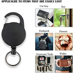 Telescopic Keychain Anti-theft Steel Wire Carabiner Buckle