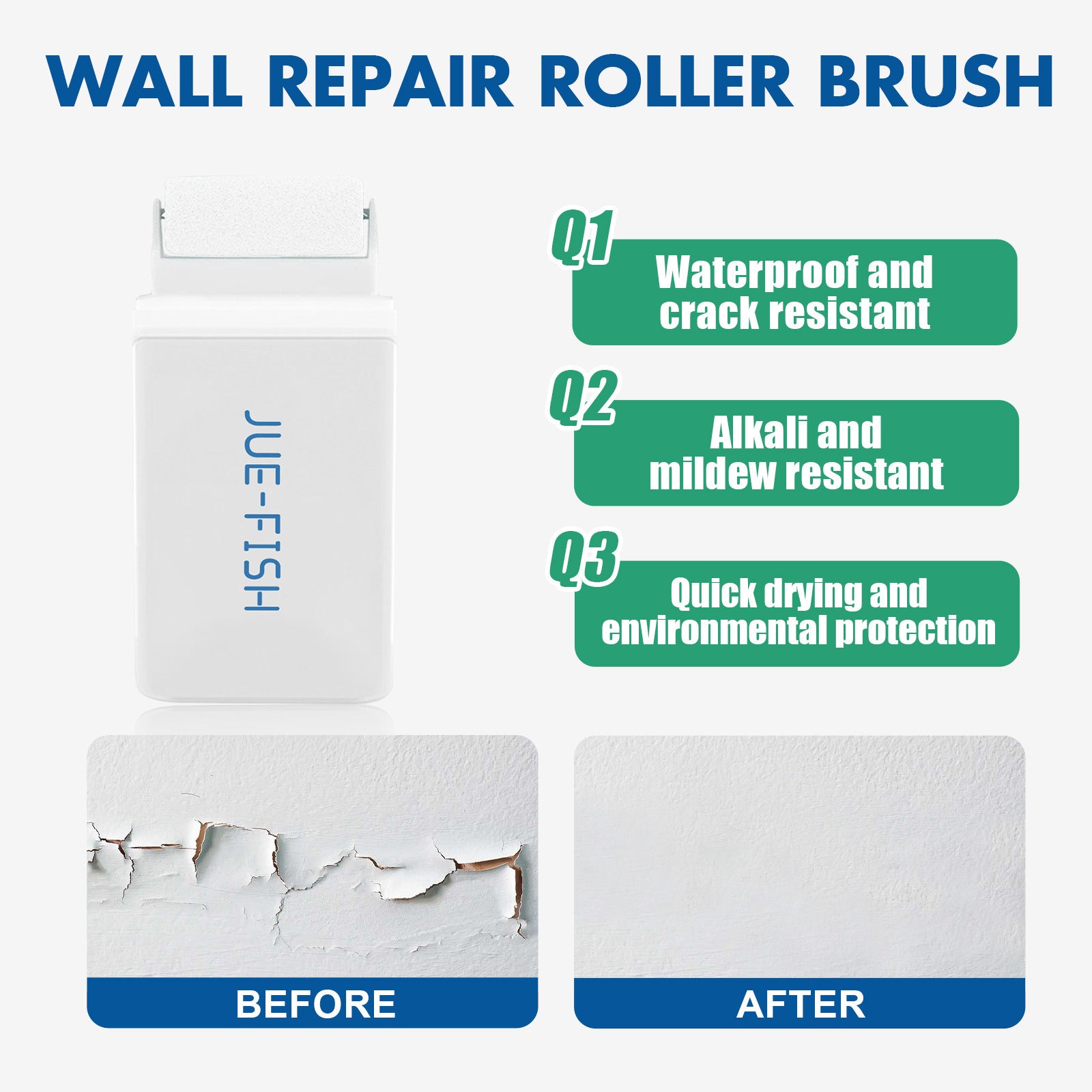 Wall Repair Roller Brush Paint for Renovation Wall Shedding Cracks Cover Up