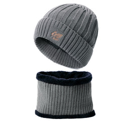 Winter Velvet Beanie Hat & Scarf Set for Men Women Warm Knitted Cap