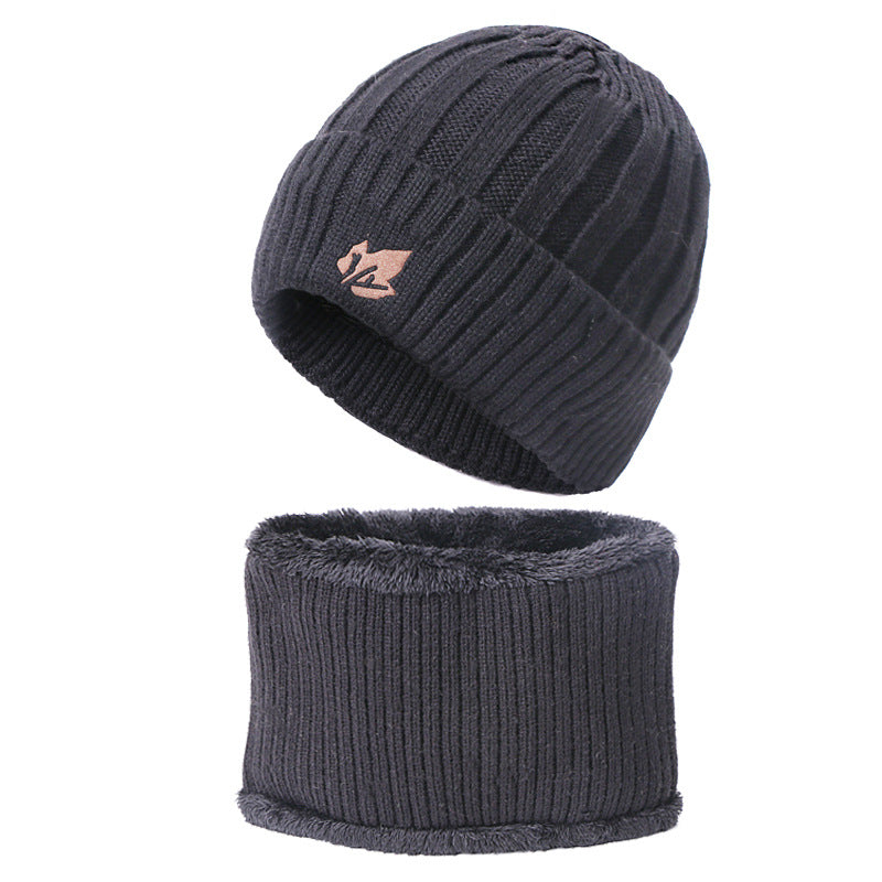 Winter Velvet Beanie Hat & Scarf Set for Men Women Warm Knitted Cap
