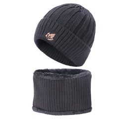 Winter Velvet Beanie Hat & Scarf Set for Men Women Warm Knitted Cap