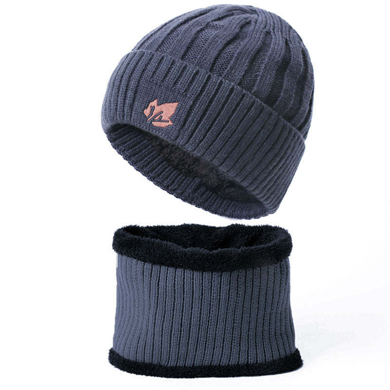 Winter Velvet Beanie Hat & Scarf Set for Men Women Warm Knitted Cap