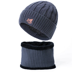 Winter Velvet Beanie Hat & Scarf Set for Men Women Warm Knitted Cap