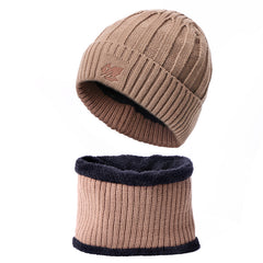 Winter Velvet Beanie Hat & Scarf Set for Men Women Warm Knitted Cap