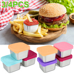 4pcs Stainless Steel Snack Containers with Silicone Lids Leakproof