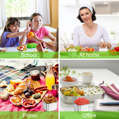 4pcs Stainless Steel Snack Containers with Silicone Lids Leakproof