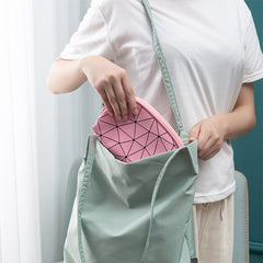 PU Geometric Pattern Makeup Bag For Women Travel Toiletries Storage