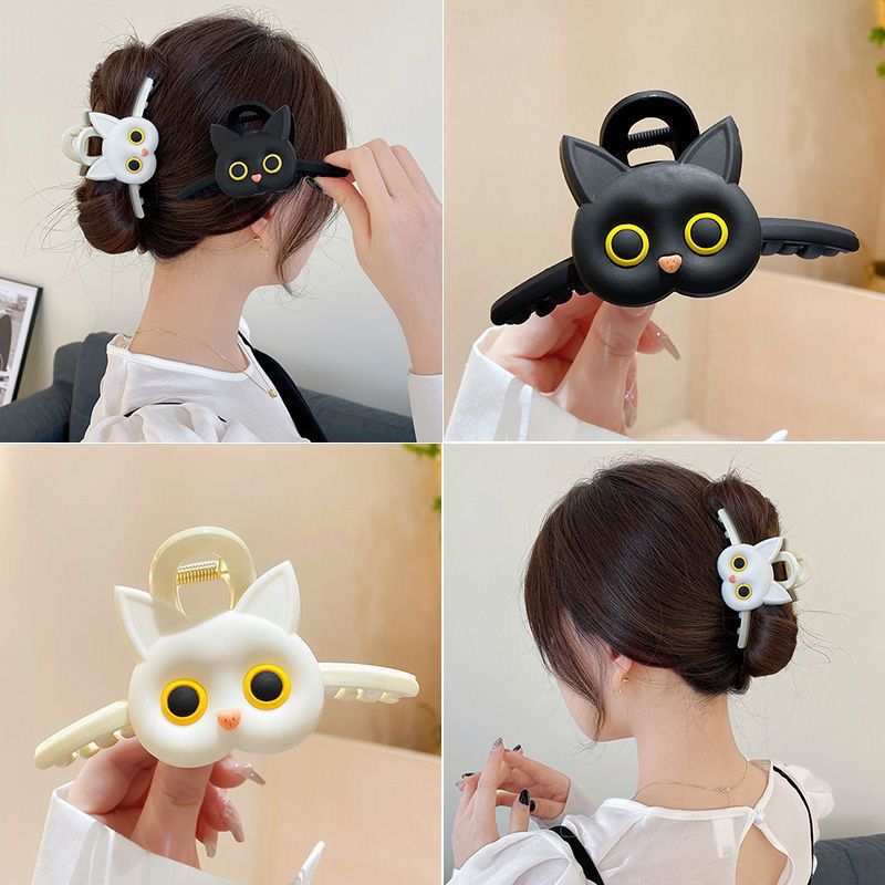 1Pc 4 33in Plastic Hair Clips Cat Animal Hairpin Women Hollow Geometric Cartoon