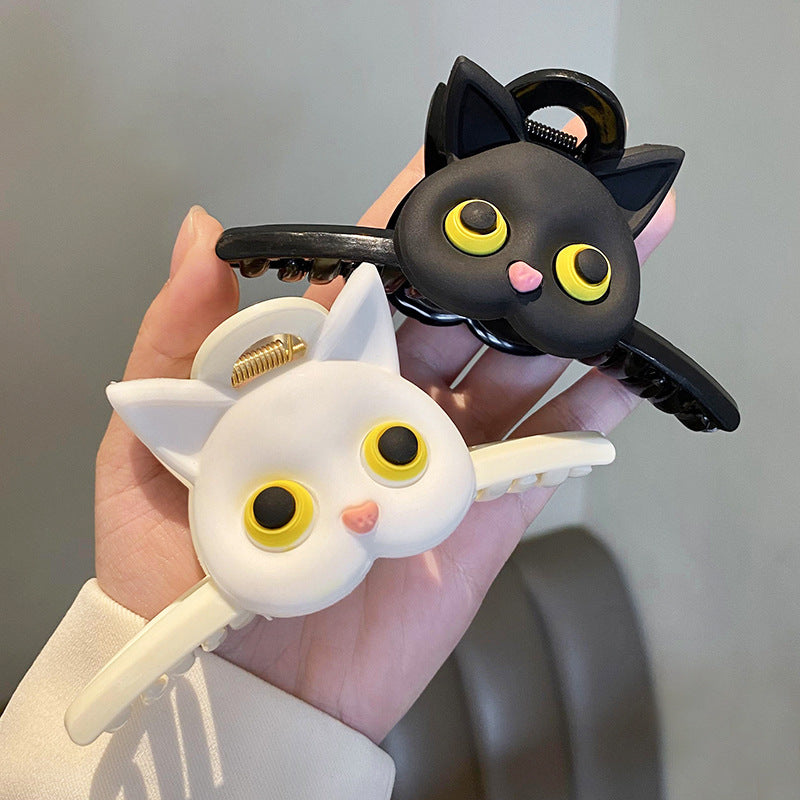 1Pc 4 33in Plastic Hair Clips Cat Animal Hairpin Women Hollow Geometric Cartoon