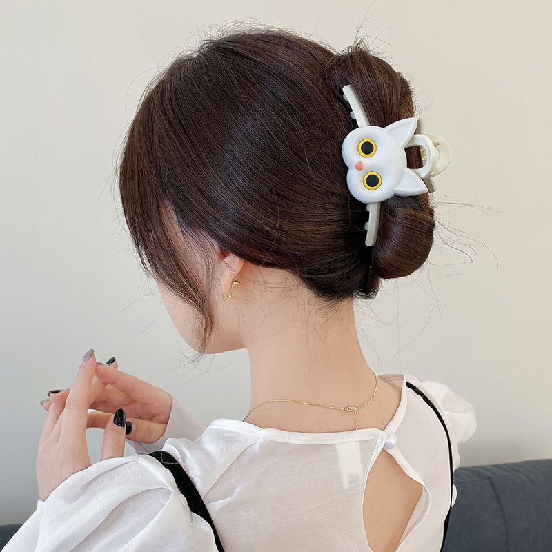 1Pc 4 33in Plastic Hair Clips Cat Animal Hairpin Women Hollow Geometric Cartoon