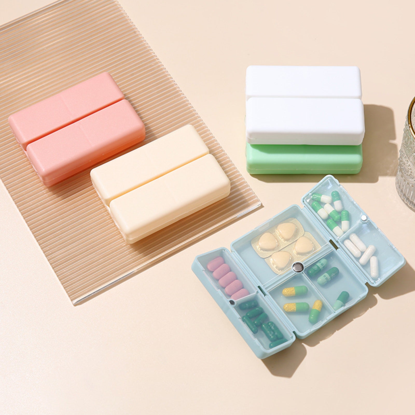 Weekly Pill Organizer Collapsible Travel Pill Box Pocket Pill Case