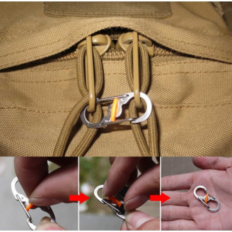 3pcs Metal Keychain Lock S-shaped Buckle Camping Hiking