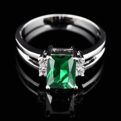 Green Stone CZ Engagement Ring Vintage Wedding Ring