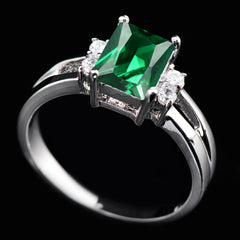 Green Stone CZ Engagement Ring Vintage Wedding Ring