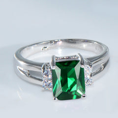 Green Stone CZ Engagement Ring Vintage Wedding Ring