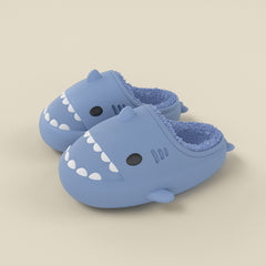 Cartoon Shark Fleece House Shoes For Boys Non Slip Soft Indoor Shoes